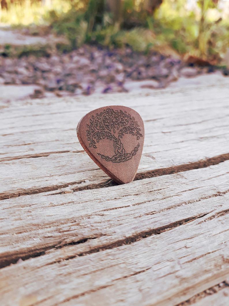 Custom wood guitar pick, personalized gift with a name